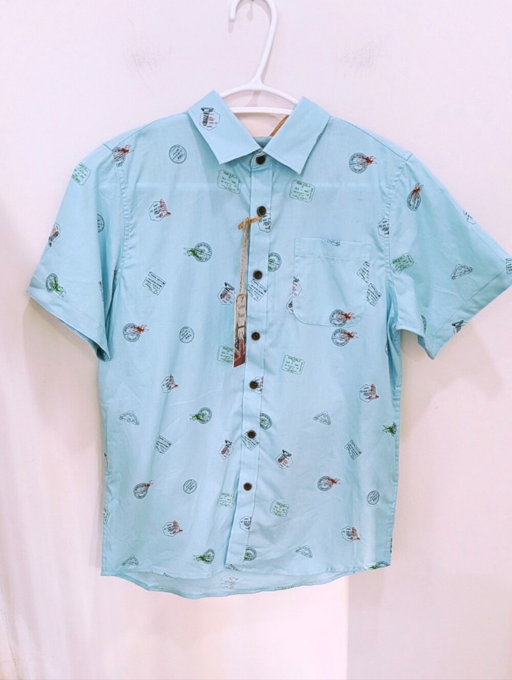 LONDON PRODIGY | Boys Ocean Blue Passport Print Short Sleeved Shirt
